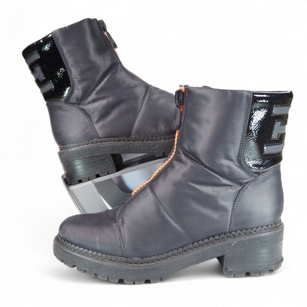 Sam Edelman Jalissa Puffer Waterproof Boots Women's‎ 7 Black / Orange